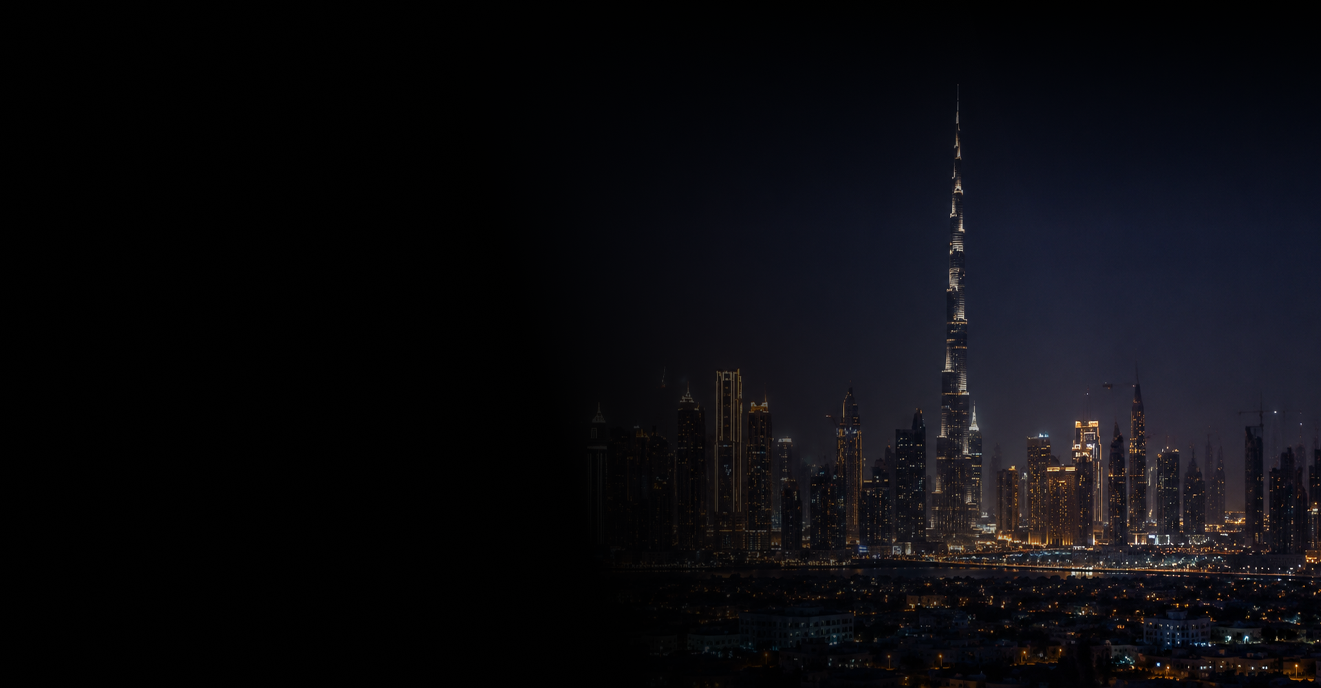 Burj Khalifa and Dubai skyline at night