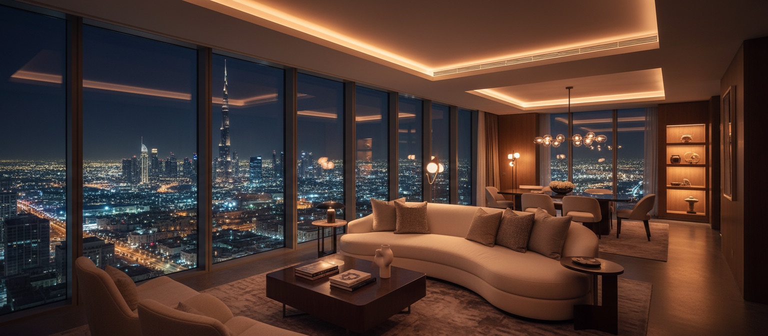 Living room skyline view