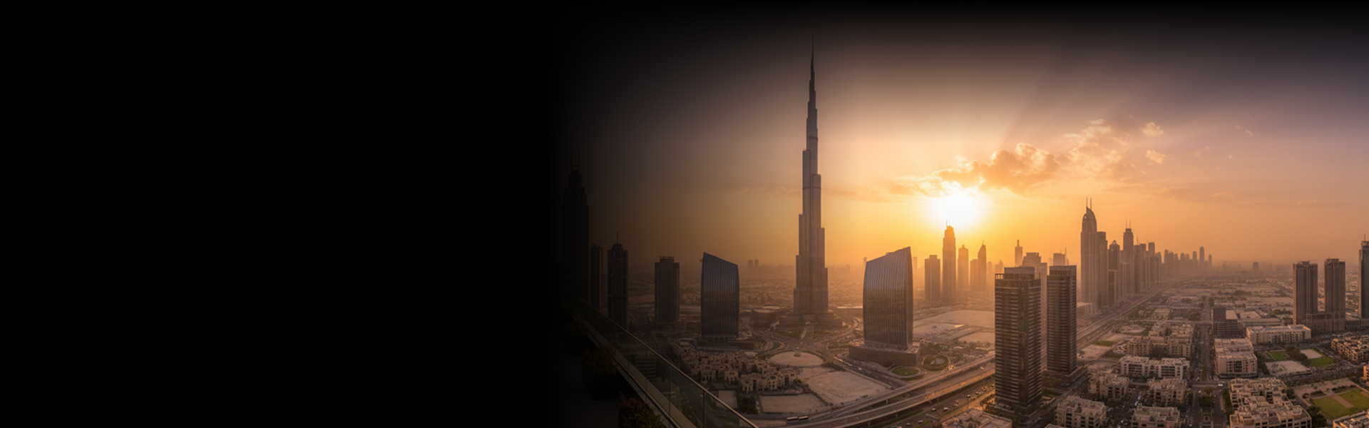 Dubai skyline at sunset